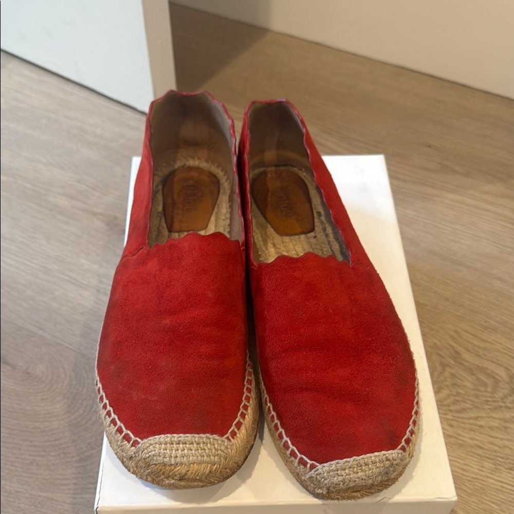 Chloe Red Espadrilles with Suede Upper and Jute Sole